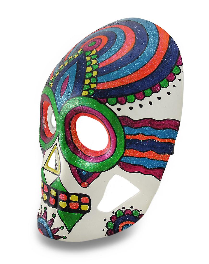 colorful sparkling rainbow striped dod sugar skull style mask