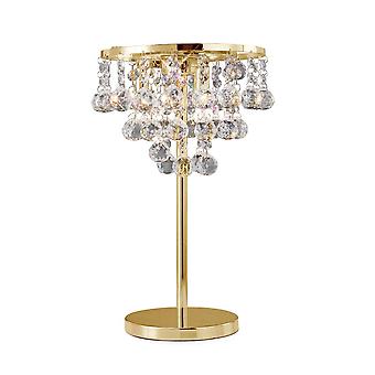 Diyas Atla Tavolo Lampada 3 Luce Francese Oro/ Cristallo