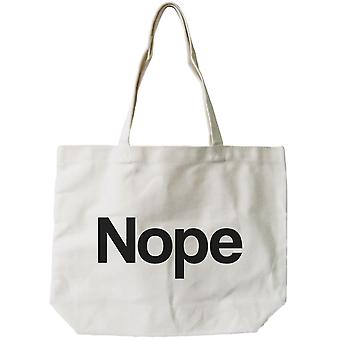 Nope Typography Canvas Bag Natural 100% Canvas Cute Tote For Girls