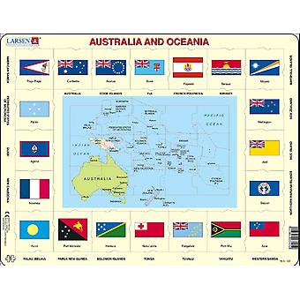 Karte von Australien und Ozeanien mit Flaggen - Frame/Board Puzzle 29 x 37 cm (LRS KL5-GB)